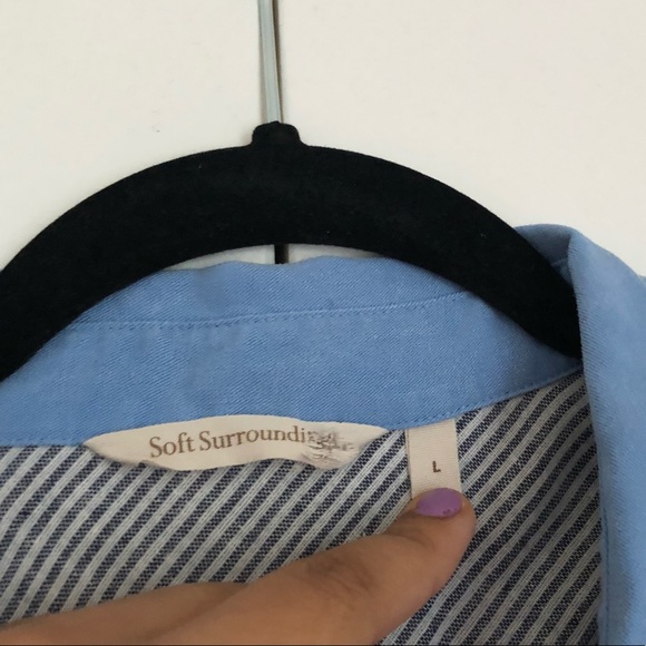 Soft Surroundings denim tunic top button up - Picture 3 of 5